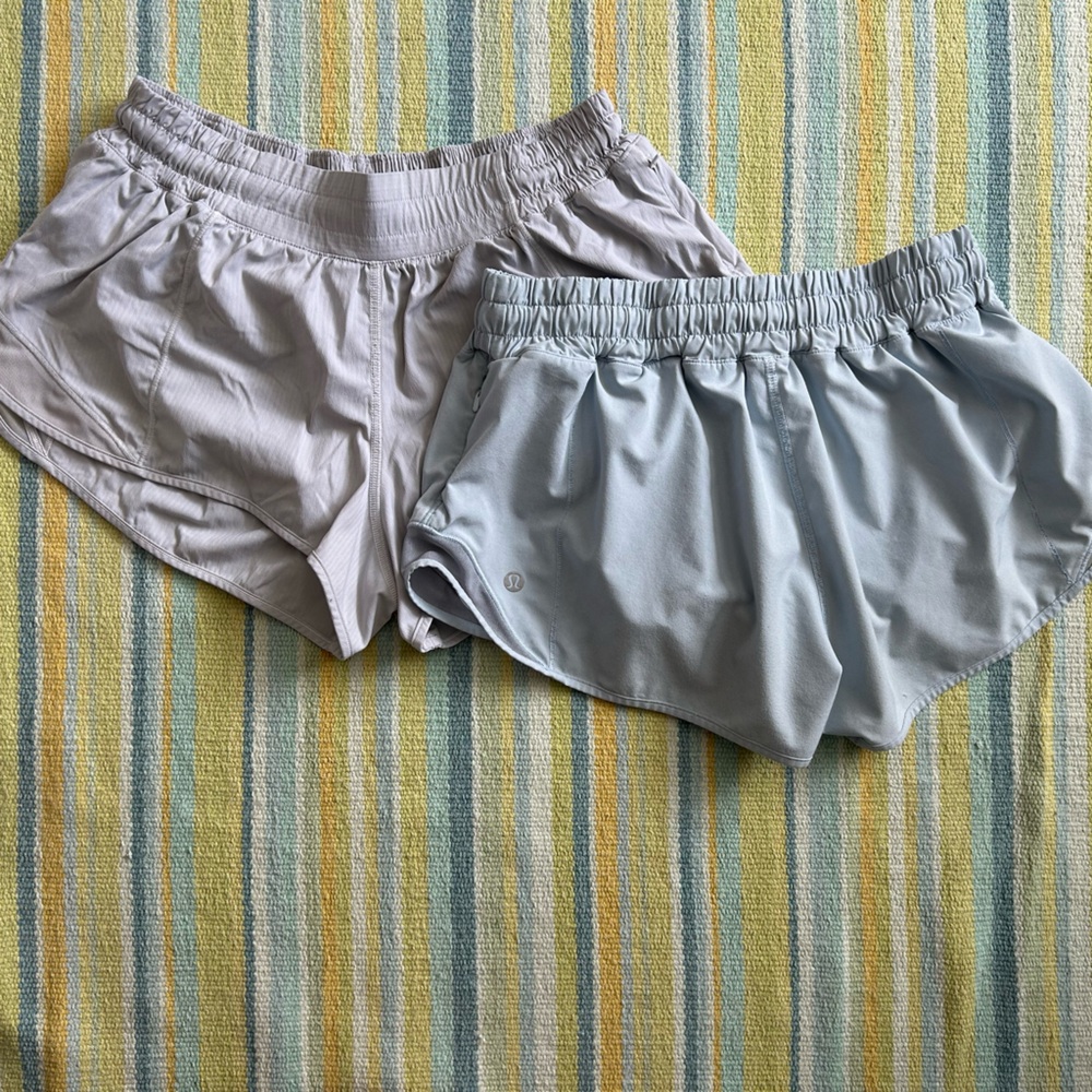 Lululemon 2-Pack White & Light Blue Hotty Hot Shorts